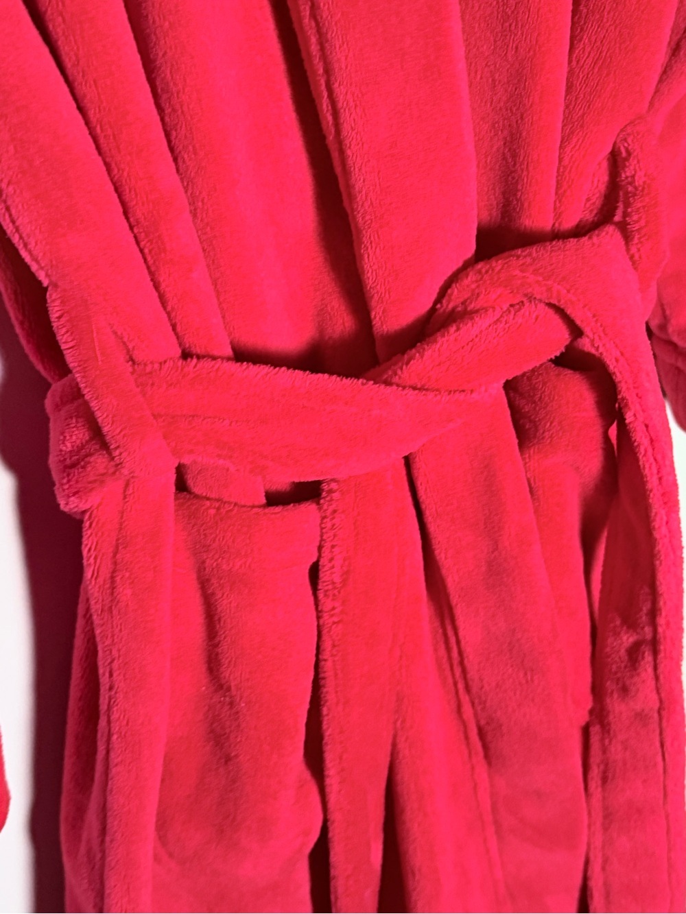 Ralph Lauren Red Plush Wrap Robe with Belt - Picture 4 of 7